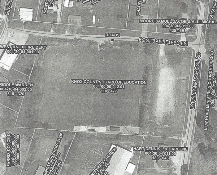 Property map showing boundary lines for old football field.