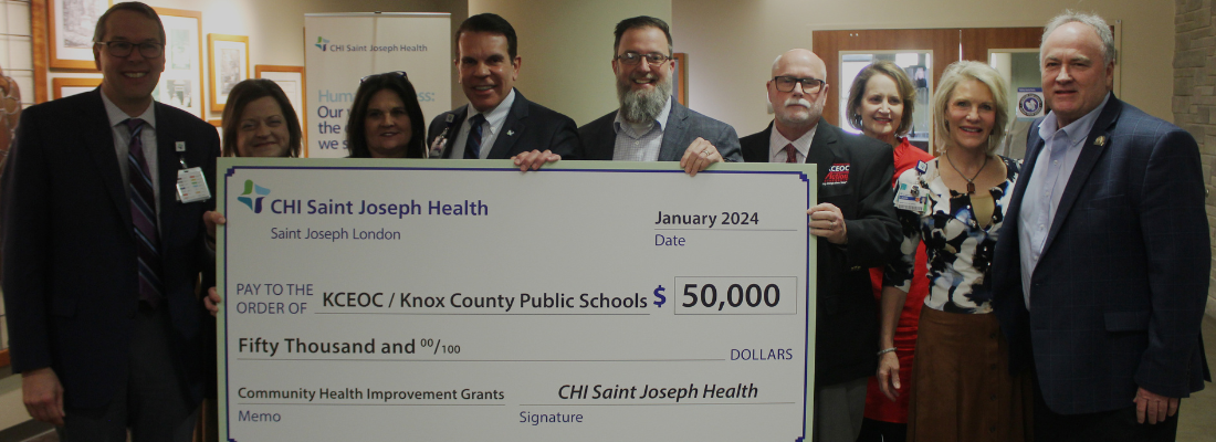 Photo of check presentation from CHI Saint Joseph for $50000